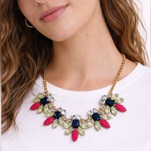 J.Crew Factory Crystal Watchbird Statement Necklace NWT 17” Adjustable Chain